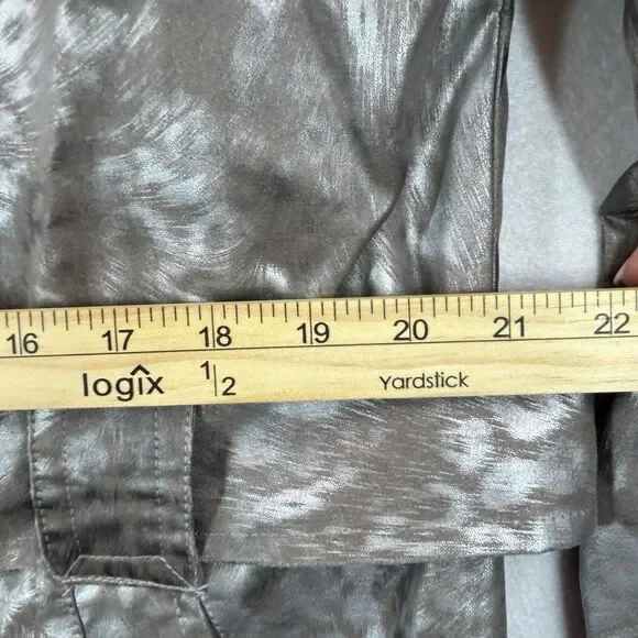 Via Spiga Coat Womens Sz L Silver Cheetah Leopard Animal Print Raincoat Trench - Picture 13 of 16